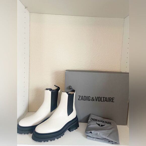 Zadig & Voltaire boots Semy Chelsea Ride platform combat Boot cream New 38/7 - Picture 9 of 17